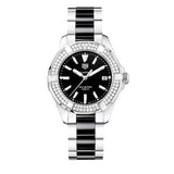 Buy Shop Tag Heuer Aquaracer Quartz Diamonds Black Dial Two Tone Steel Strap Watch for Men - WAY131E.BA0913 USA Online
