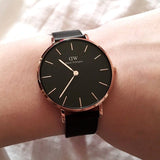 Daniel Wellington Petite Ashfield Black Dial Black Mesh Strap Watch for Women - DW00100307