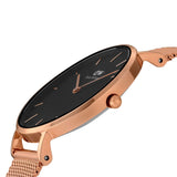 Buy Shop Daniel Wellington Classic Melrose Black Dial Rose Gold Mesh Bracelet Watch For Women - DW00100161 USA Online