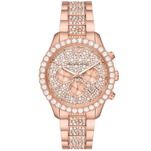 Buy Shop Michael Kors Layton Chronograph Rose Gold Dial Rose Gold Steel Strap Watch For Women - MK7285 USA Online