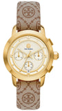 Buy Shop Tory Burch The Tory Chronograph White Dial Maroon Jacquard Strap Watch for Women - TBW1050 USA Online