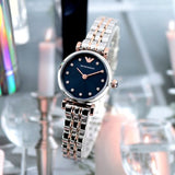 Buy Shop Emporio Armani Gianni T Bar Quartz Blue Dial Two Tone Steel Strap Watch For Women - AR11222 USA Online