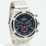 Guess Circuit Chronograph Black Dial Silver Steel Strap Watch For Men - W0968G1