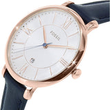Buy Shop Fossil Jacqueline White Dial Blue Leather Strap Watch for Women - ES3843 USA Online