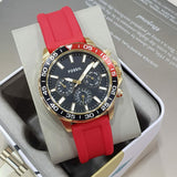 Buy Shop Fossil Bannon Multifunction Black Dial Red Silicone Strap Watch for Men - BQ2499 USA Online