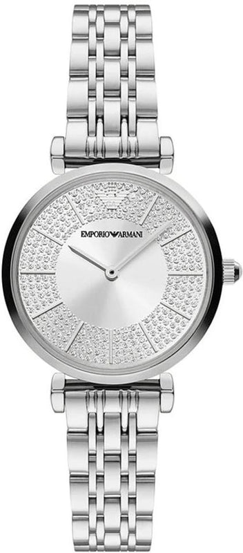 Buy Shop Emporio Armani Gianni T-Bar Quartz Silver Dial Silver Steel Strap Watch For Women - AR11445 USA Online