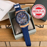 Guess Legacy Chronograph Blue Dial Blue Rubber Strap Watch For Men - W1049G9