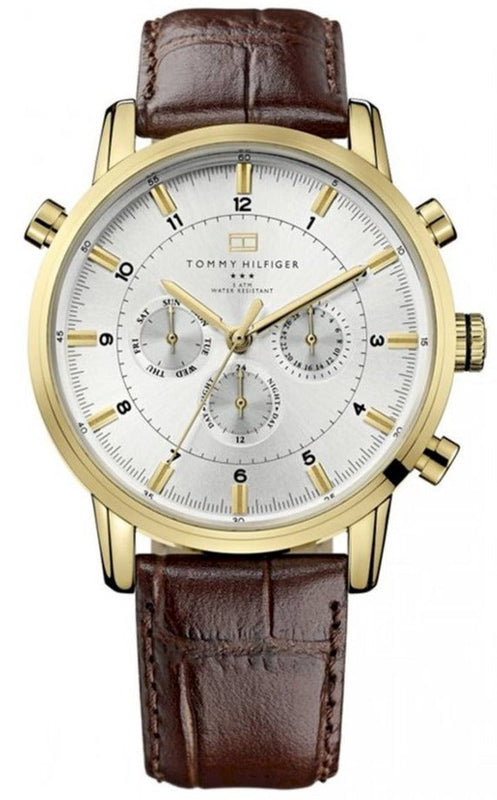 Buy Shop Tommy Hilfiger Harrison White Dial Brown Leather Strap Watch for Men - 1790874 USA Online