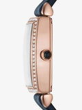 Buy Shop Emporio Armani Gianni T Bar Crystals Silver Dial Blue Leather Strap Watch For Women - AR11469 USA Online