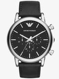 Buy Shop Emporio Armani Luigi Chronograph Black Dial Black Leather Watch For Men - AR1828 USA Online