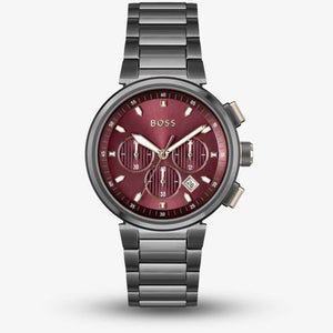 Buy Shop Hugo Boss One Chronograph Red Dial Grey Steel Strap Watch For Men - 1514000 USA Online