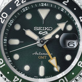 Seiko 5 Sports SKX GMT Automatic Green Dial Silver Steel Strap Watch For Men - SSK035K1