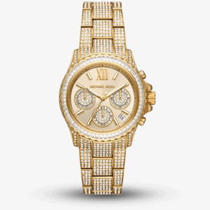 Buy Shop Michael Kors Everest Chronograph Crystals Gold Dial Gold Steel Strap Watch For Women - MK7254 USA Online