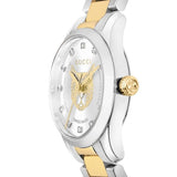 Gucci G Timeless Quartz Diamonds Silver Dial Two Tone Steel Strap Watch For Women - YA1265016