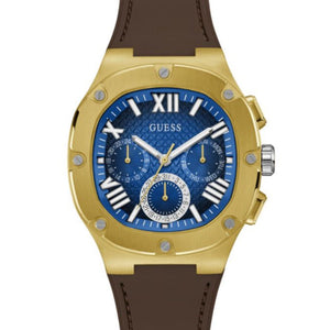 Buy Shop Guess Headline Chronograph Blue Dial Brown Silicone Strap Watch For Men - GW0571G5 USA Online