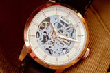 Buy Shop Fossil Townsman Automatic Skeleton White Dial Brown Leather Strap Watch for Men - ME3078 USA Online