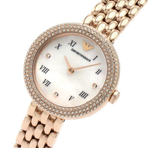 Buy Shop Emporio Armani Rosa Quartz Mother of Pearl White Dial Rose Gold Steel Strap Watch For Women - AR11355 USA Online