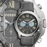 Buy Shop Fossil Grant Chronograph Gunmetal Grey Dial Grey Leather Strap Watch for Men - FS5183 USA Online