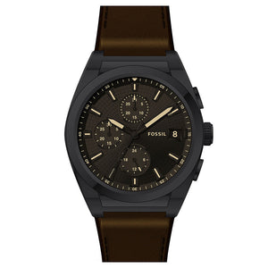 Buy Shop Fossil Everett Chronograph Black Dial Brown Leather Strap Watch for Men - FS5798 USA Online