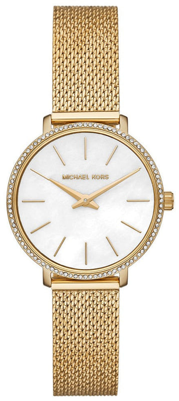 Buy Shop Michael Kors Pyper Quartz Mother of Pearl White Dial Gold Mesh Bracelet Watch For Women - MK4619 USA Online