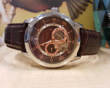 Bulova Classic Skeleton Automatic Brown Dial Brown Leather Strap Watch for Men - 96A120