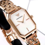 Buy Shop Emporio Armani Giola White Mother of Pearl Dial Rose Gold Steel Strap Watch For Women - AR11147 USA Online