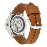 Buy Shop Fossil Commuter Automatic Skeleton Blue Dial Brown Leather Strap Watch for Men - ME3159 USA Online