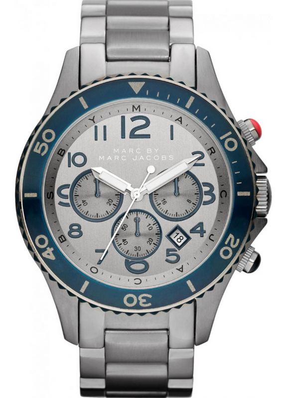 Buy Shop Marc Jacobs Rock Chronograph Silver Dial Silver Steel Strap Watch for Men - MBM5028 USA Online