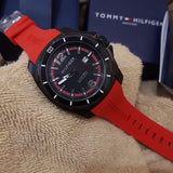 Buy Shop Tommy Hilfiger Windsurf Black Dial Red Rubber Strap Watch for Men - 1791112 USA Online