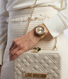 Buy Shop Guess Soiree Diamonds Gold Dial Gold Mesh Bracelet Watch for Women - GW0402L2 USA Online