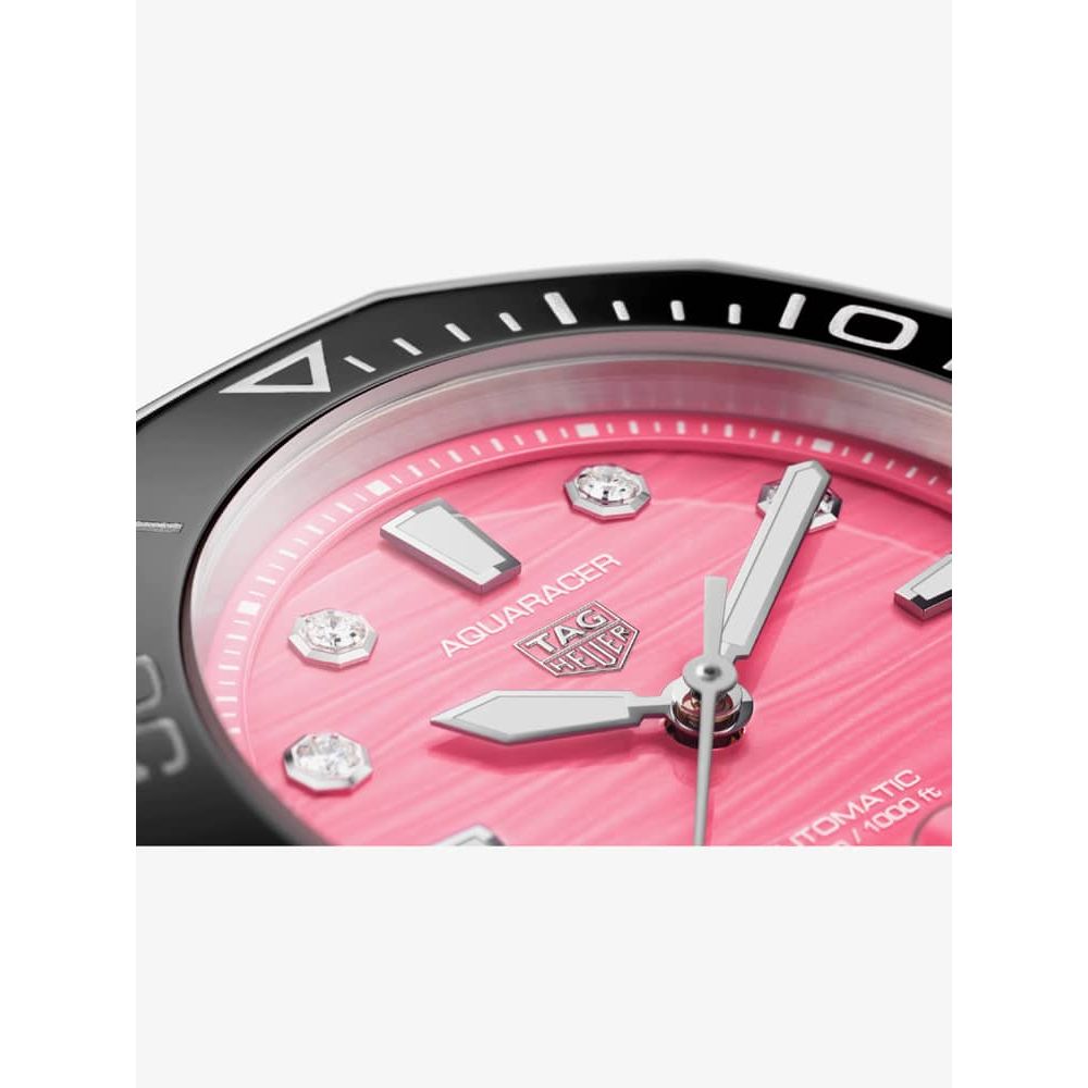 Buy Shop Tag Heuer Aquaracer Professional 300 Automatic Diamonds Pink Dial Silver Steel Strap Watch for Women - WBP231J.BA0618 USA Online