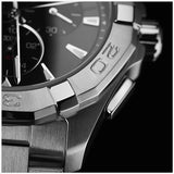 Tag Heuer Aquaracer Quartz Chronograph Black Dial Silver Steel Strap Watch for Men - CAY1110.BA0927