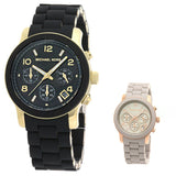 Buy Shop Michael Kors Runway Chronograph Black Dial Black Silicone Strap Watch For Women - MK7385 USA Online