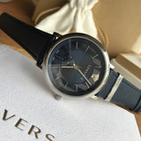 Buy Shop Versace Manifesto Quartz Blue Dial Blue Leather Strap Watch For Men - VBQ01017 USA Online