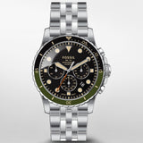 Buy Shop Fossil FB-01 Chronograph Black Dial Silver Steel Strap Watch for Men - FS5864 USA Online