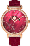 Buy Shop Swarovski Passage Moon Phase Red Dial Red Leather Strap Watch for Women - 5613323 USA Online