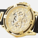Buy Shop Guess King Quartz Crystals Gold Dial Black Silicone Strap Watch For Men - GW0537G2 USA Online