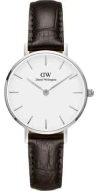 Buy Shop Daniel Wellington Classic Petite York White Dial Brown Leather Strap Watch For Women - DW00100244 USA Online