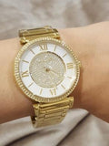 Buy Shop Michael Kors Catlin Mother of Pearl Dial Gold Steel Strap Watch for Women - MK3332 USA Online