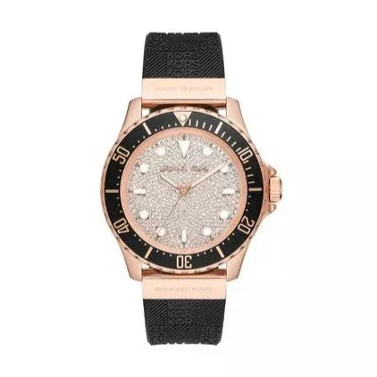 Buy Shop Michael Kors Everest Analog Rose Gold Dial Black Silicone Strap Watch For Women - MK7358 USA Online