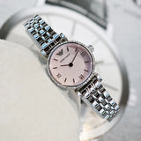 Buy Shop Emporio Armani Classic Gianni T Bar Crystals Pink Dial Silver Steel Strap Watch For Women - AR1781 USA Online