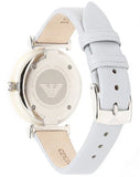 Buy Shop Emporio Armani Gianni T-Bar Mother Of Pearl White Dial Grey Leather Strap Watch For Women - AR11039 USA Online