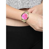 Buy Shop Michael Kors Hartman Quartz Pink Dial Gold Steel Strap Watch For Women - MK3520 USA Online