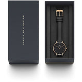 Buy Shop Daniel Wellington Petite Sheffield Black Dial Black Leather Strap Watch For Women - DW00100168 USA Online