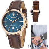 Buy Shop Maserati Epoca Blue Dial Brown Leather Strap Watch For Men - R8851118001 USA Online