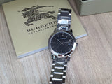 Burberry The City Black Dial Silver Steel Strap Watch for Women - BU9201