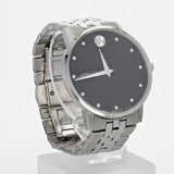 Buy Shop Movado Museum Classic Diamonds Black Dial Silver Steel Strap Watch for Men - 0607201 USA Online