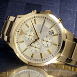 Emporio Armani Renato Chronograph White Dial Gold Steel Strap Watch For Men - AR11332