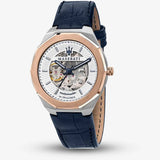 Buy Shop Maserati Stile Automatic Limited Edition White Dial Blue Leather Strap Watch For Men - R8821142001 USA Online