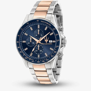 Buy Shop Maserati SFIDA Chronograph Blue Dial Two Tone Steel Strap Watch For Men - R8873640012 USA Online